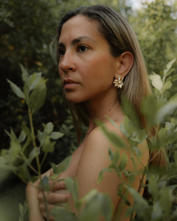 Pendientes Mandragora de madreperla blanca y cuarzo