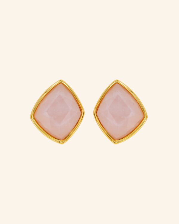 Pendientes Candy Tail Cuarzo Rosa Bisel
