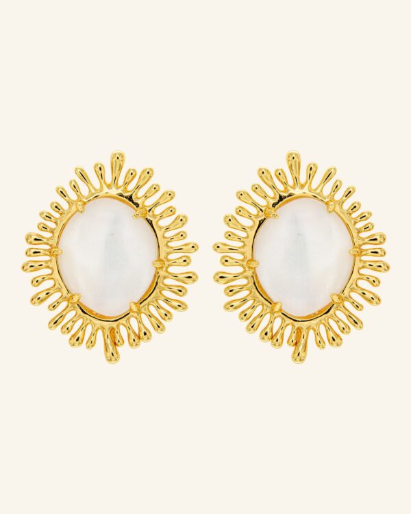 Pendientes Sol con Madreperla Blanca